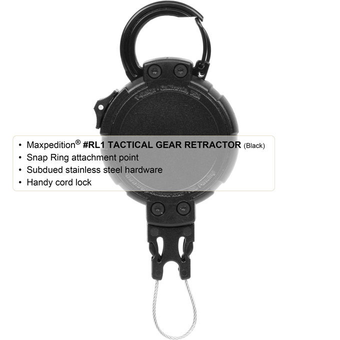 Maxpedition Tactical Gear Retractor - Large - Snap Ring RL1 4