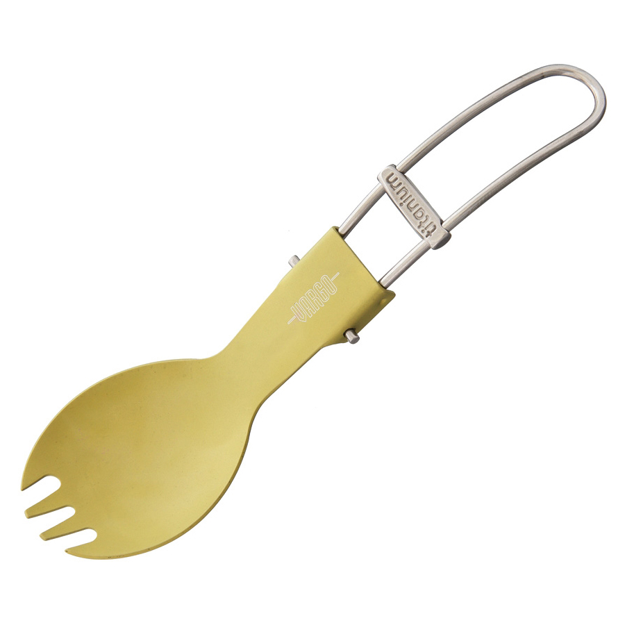 Vargo Titanium Folding Spork Yellow Folding Titanium Utensil 1