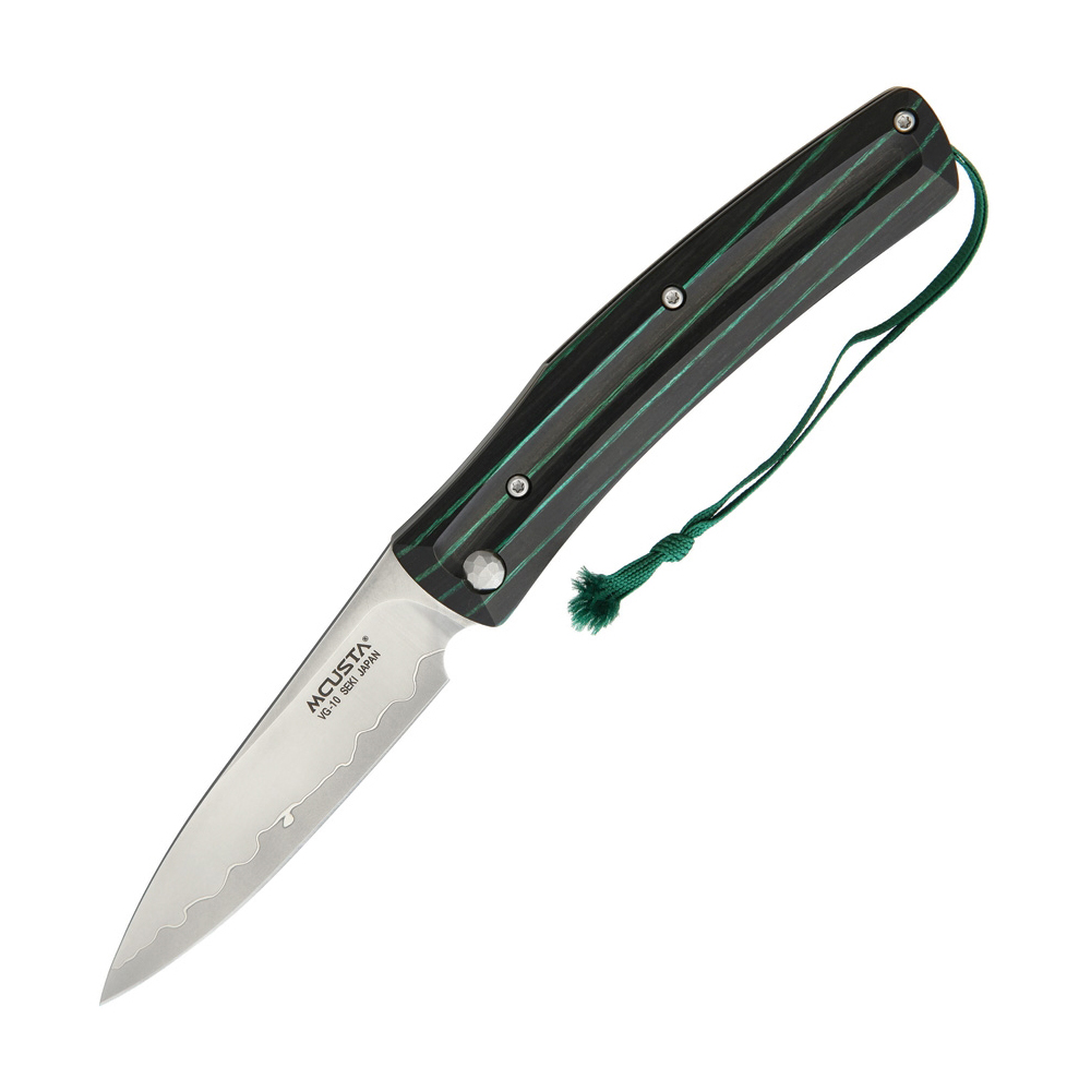 Mcusta MC-193C Higonokami Friction Folder VG-10 Drop Point Black/Green Laminated Hardwood Handles 1