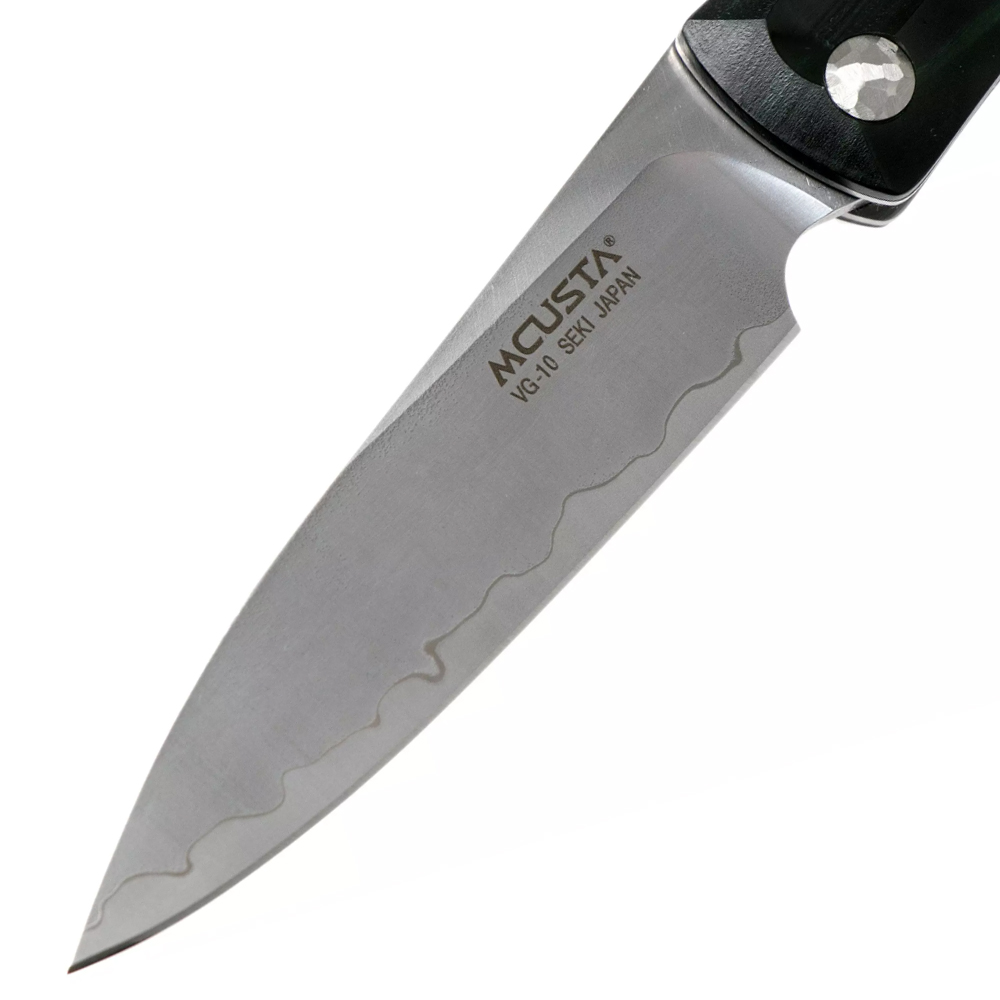 Mcusta MC-193C Higonokami Friction Folder VG-10 Drop Point Black/Green Laminated Hardwood Handles 4