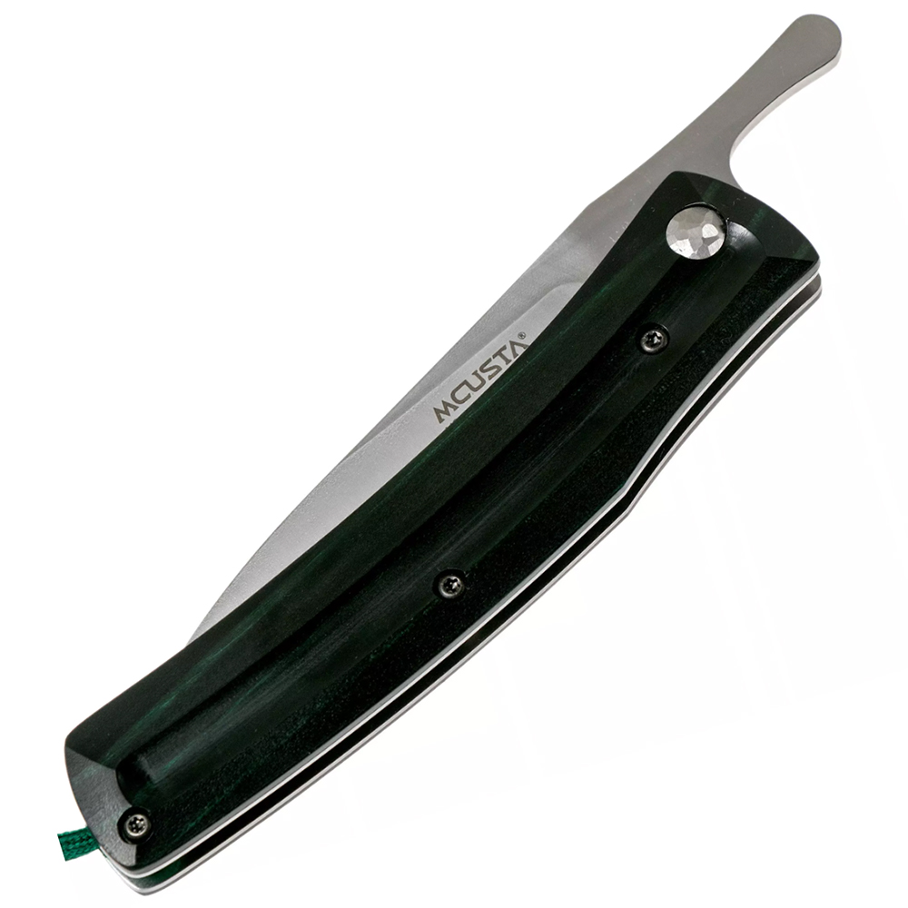 Mcusta MC-193C Higonokami Friction Folder VG-10 Drop Point Black/Green Laminated Hardwood Handles 6