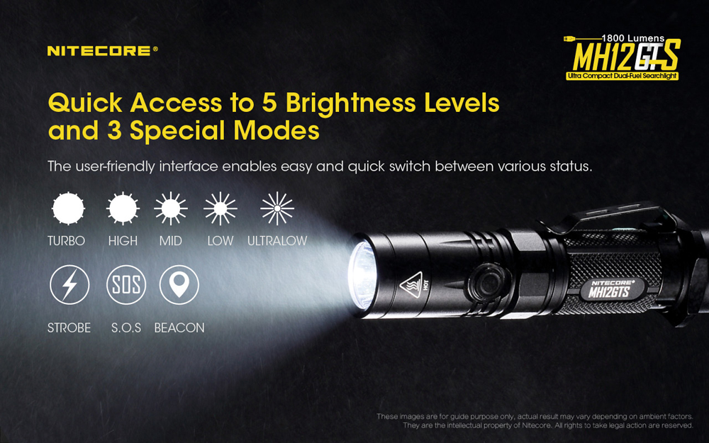 Nitecore Compact Dual-Fuel Search Light MH12GTS 11