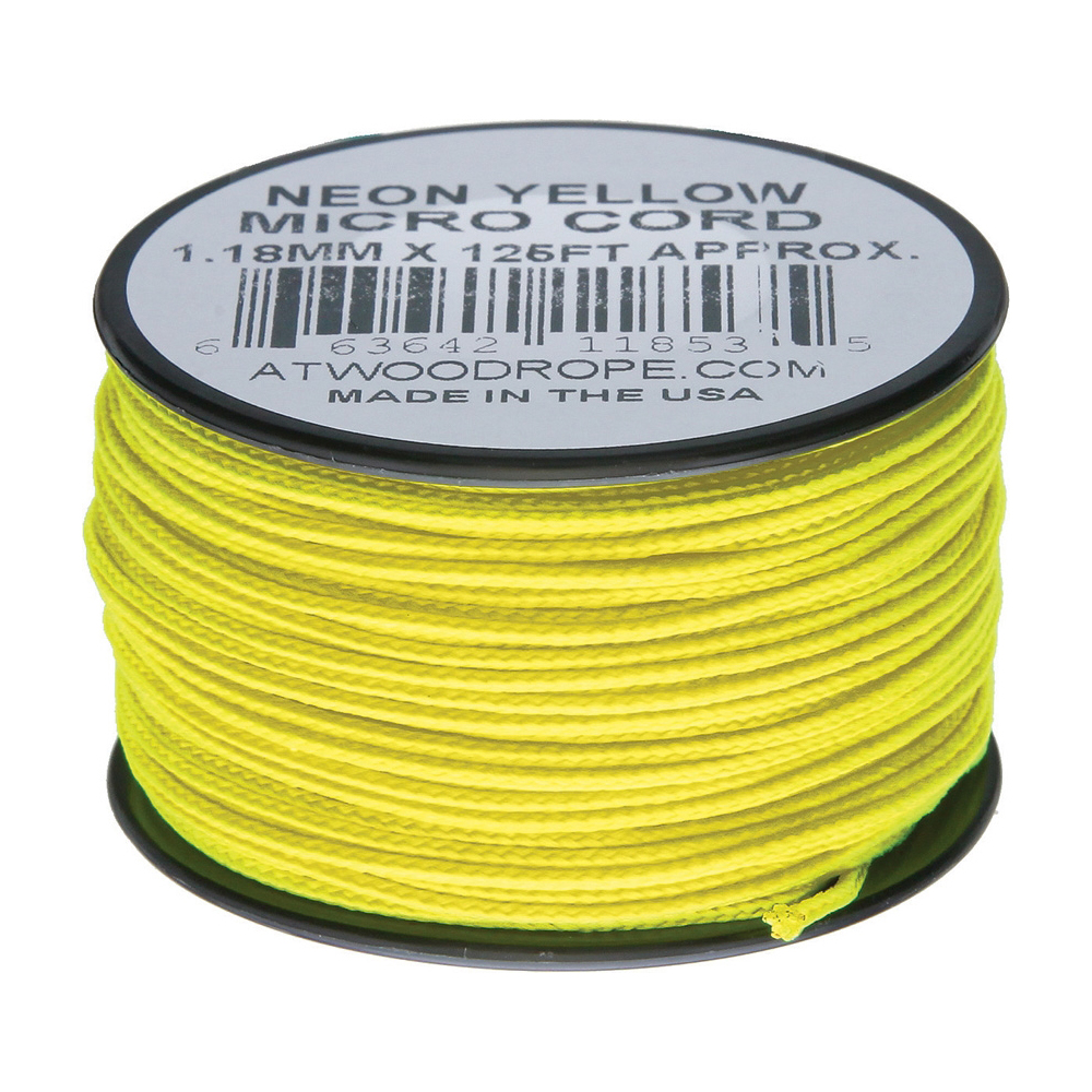Atwood Rope Micro Cord 125 ft Neon Yellow Braided Cord 1