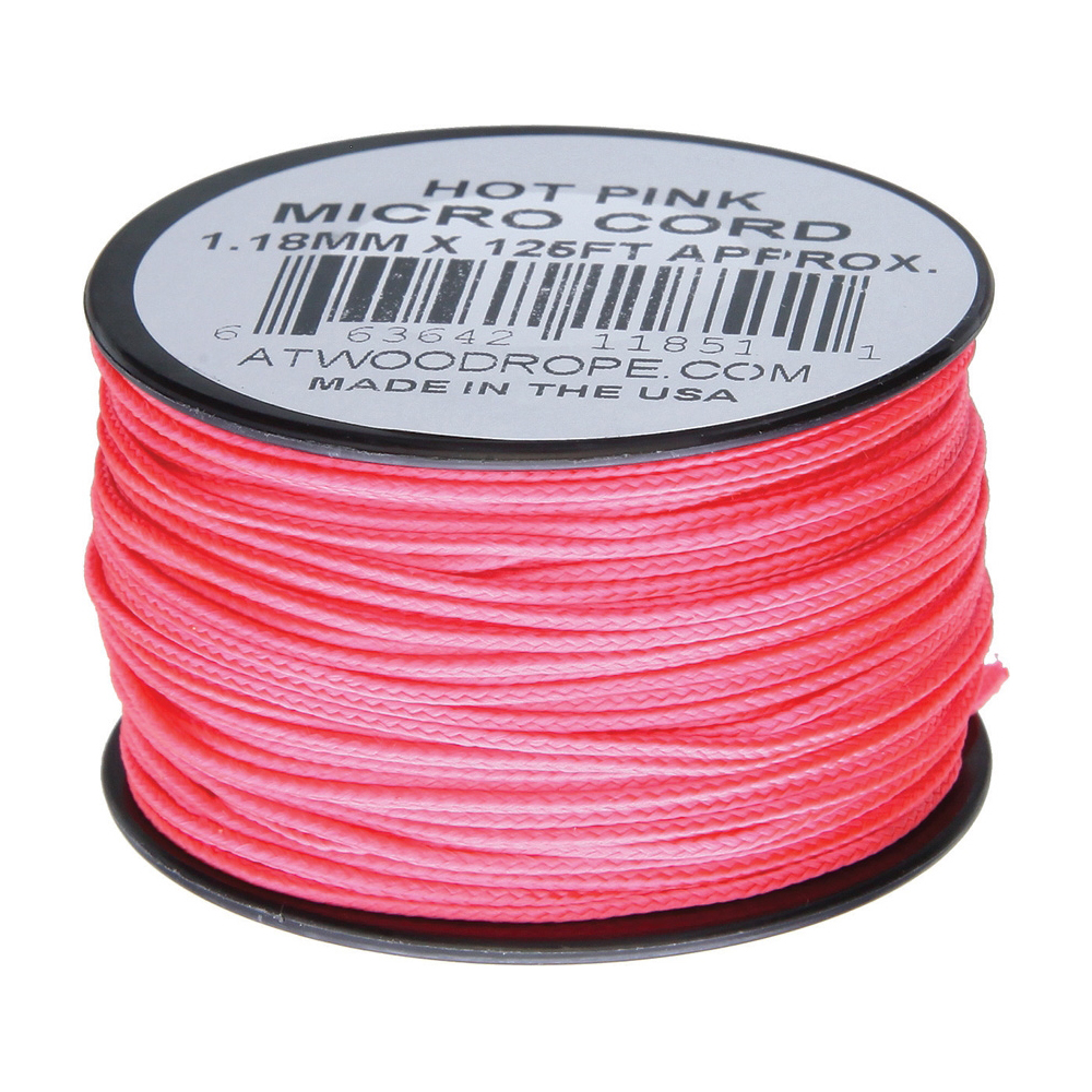 Atwood Rope Micro Cord Braided Line 125 ft Hot Pink 1