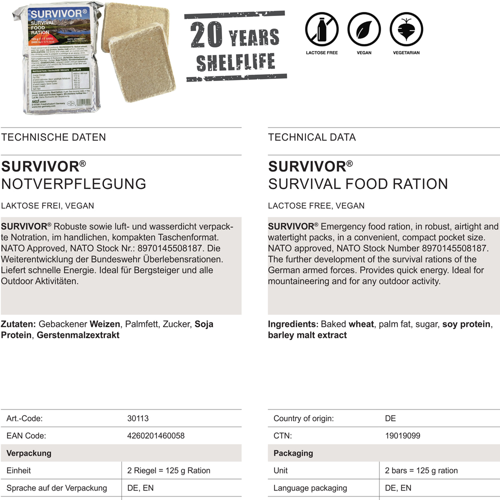 SURVIVOR Emergency Ration 125g 2