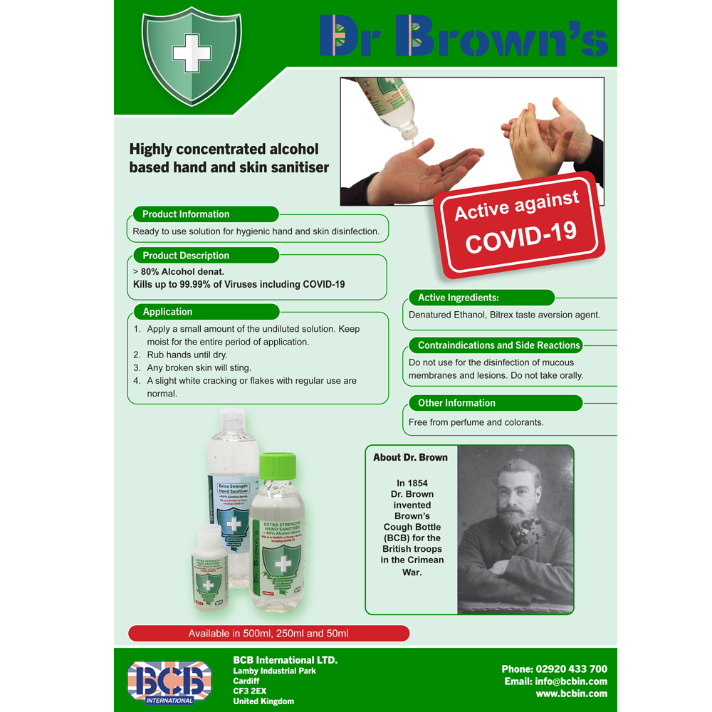 BCB Hand Sanitiser Gel Dr. Brown's Hand Sanitiser 250ml 2