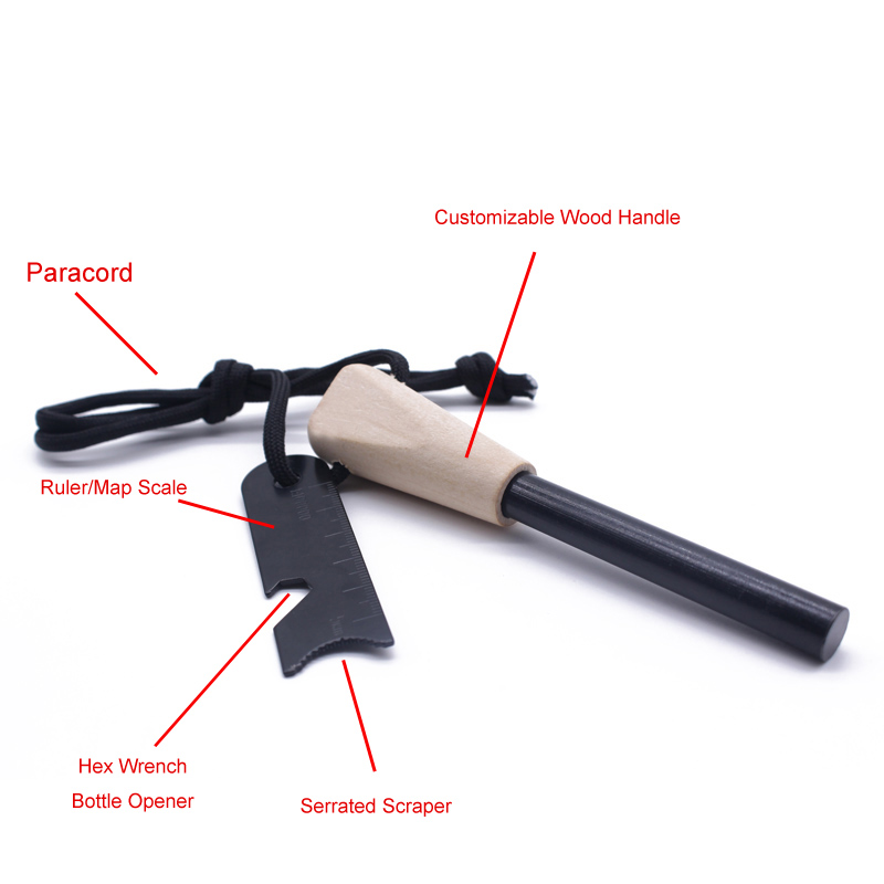 Ferro Rod 10x70 with Wooden Handle and Multi Striker 4