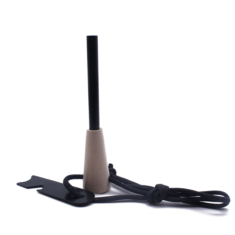 Ferrocerium fire starter 8 x 70 with wooden handle and multi striker 2