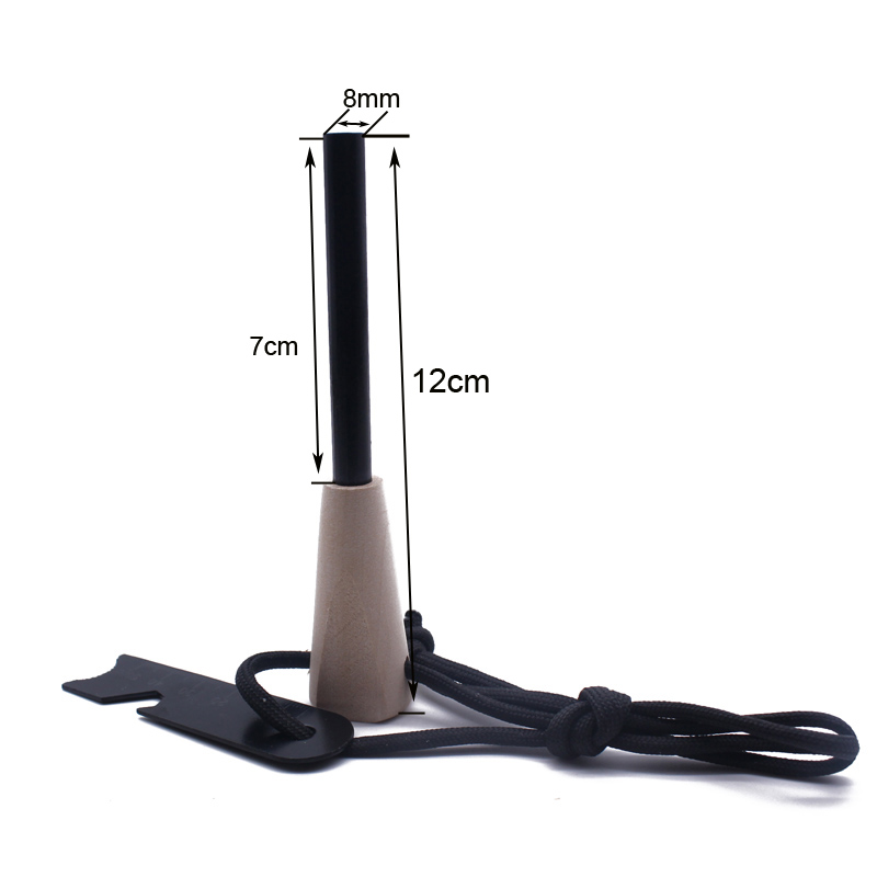 Ferrocerium fire starter 8 x 70 with wooden handle and multi striker 4