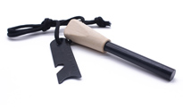 Ferrocerium fire starter 8 x 70 with wooden handle and multi striker