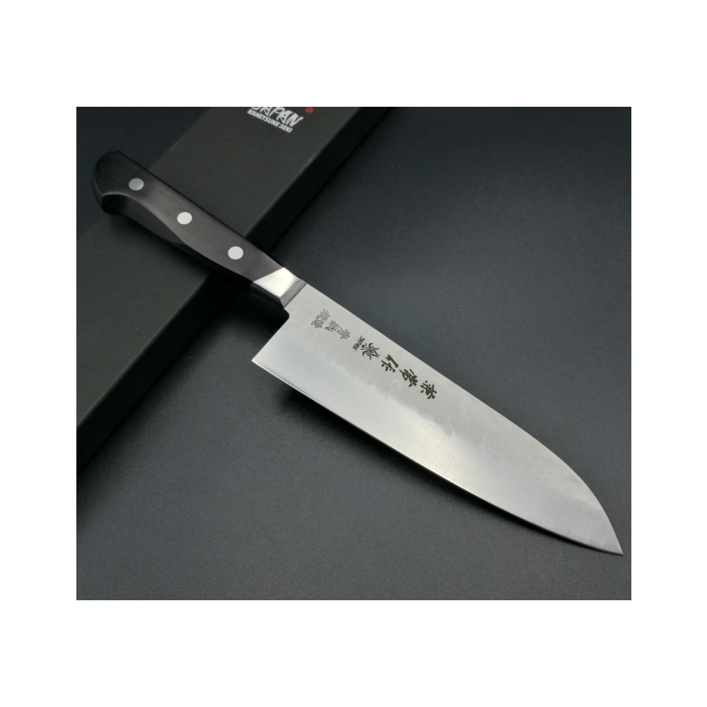 KANETSUNE HAMMERED AOGAMI SANTOKU KC-921 2