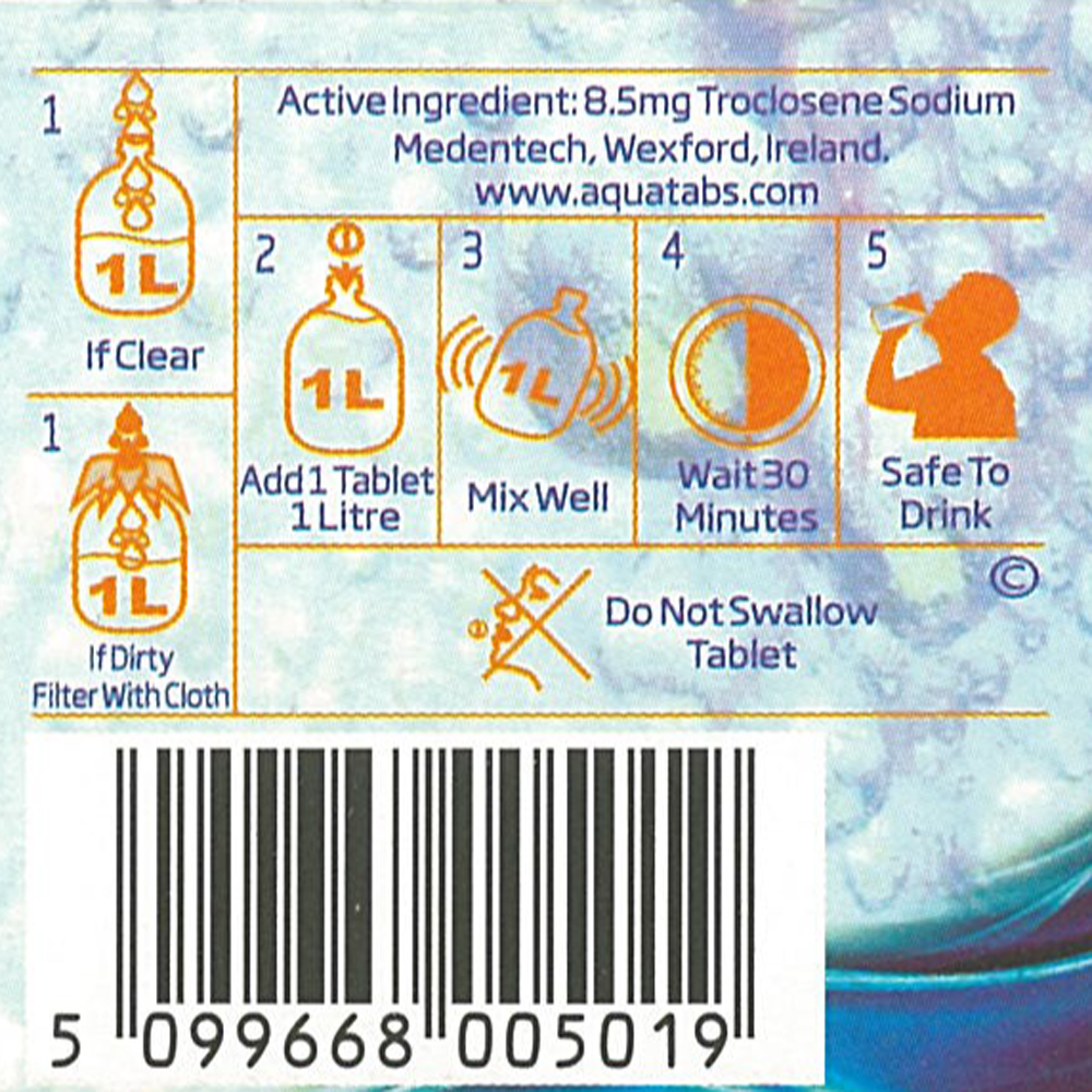 BCB Aquatabs Water Purification Tablets Box of 50 3