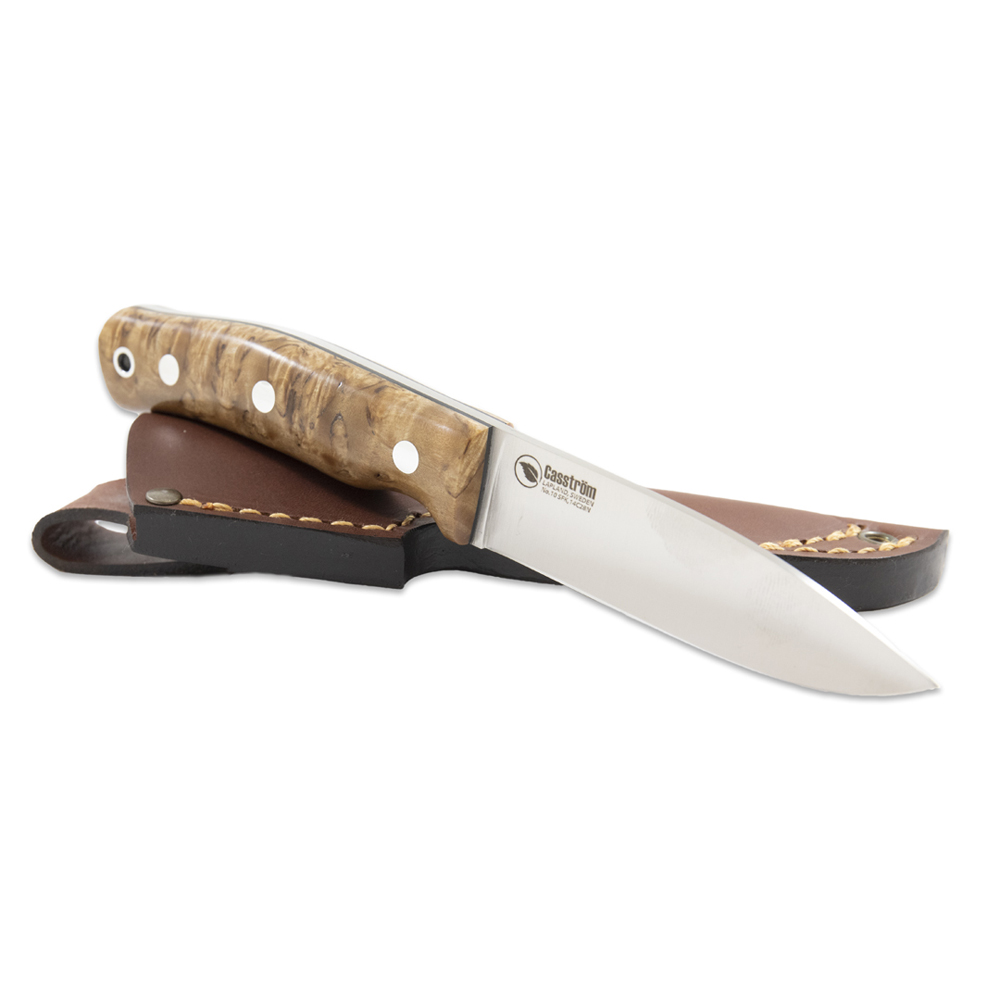 Casstrom No.10 SFK Stabilised curly birch knife 1
