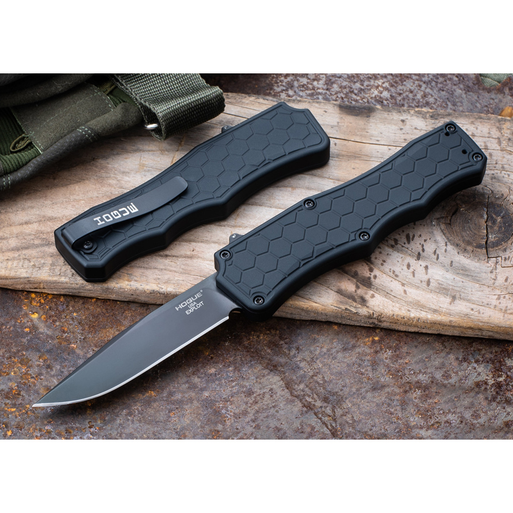 Hogue Exploit OTF AUTO Knife 3.5 Matte Black Tritium Infused Trigger 34057 3