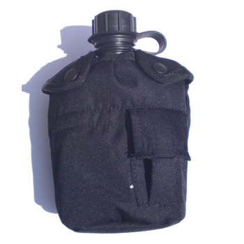 Mil-Tec Black Plastic Canteen with Aluminum Cup and Cover 2