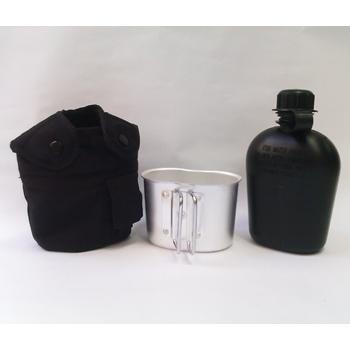 Mil-Tec Black Plastic Canteen with Aluminum Cup and Cover 4