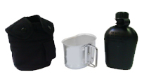 Mil-Tec Black Plastic Canteen with Aluminum Cup and Cover