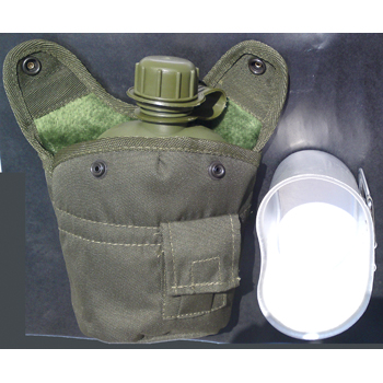 Mil-Tec Green Plastic Canteen with Aluminum Cup and Cover 4