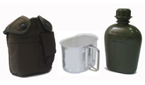 Mil-Tec Green Plastic Canteen with Aluminum Cup and Cover