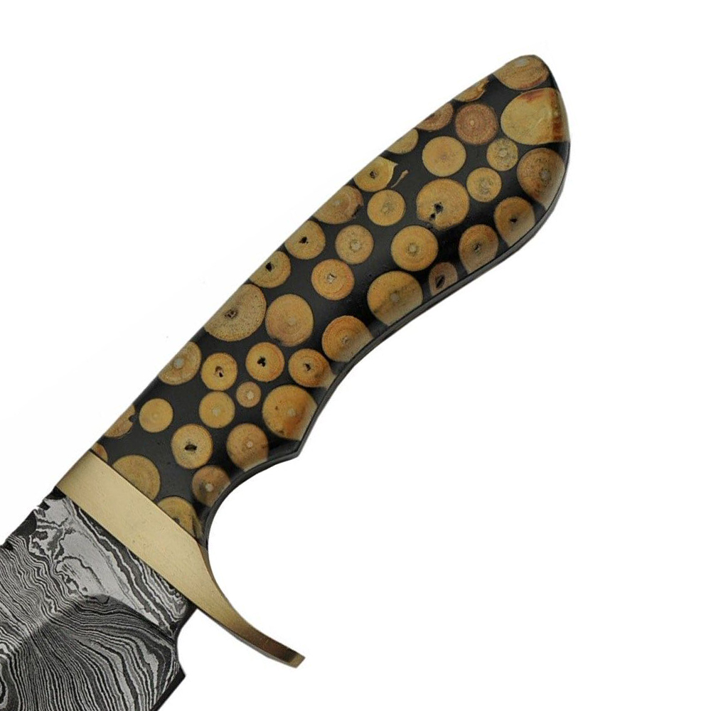 Damascus Fixed Blade Knotted Wood 4