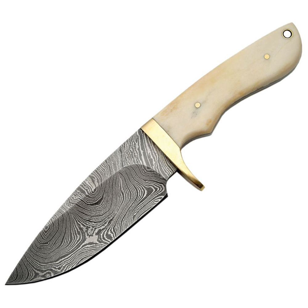 Damascus Fixed Blade Bone Handle 1