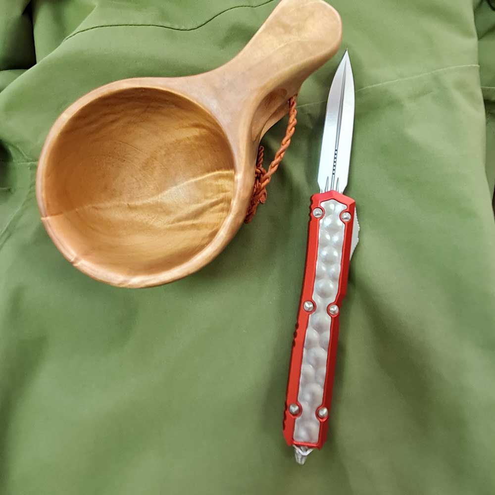 Microtech Makora D/E Ss OTF Automatic Knife Red Nickel Boron Inlay 20610RDBI 3