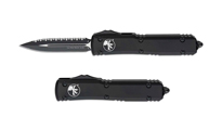 Microtech 122-3T Ultratech Tactical AUTO OTF Black Plain/Serrated Double Edge Dagger Black Aluminum Handle