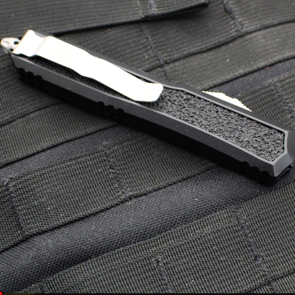 Microtech Makora D/E Ss OTF Automatic Knife Black Nickel Boron Inlay 20610APS 6