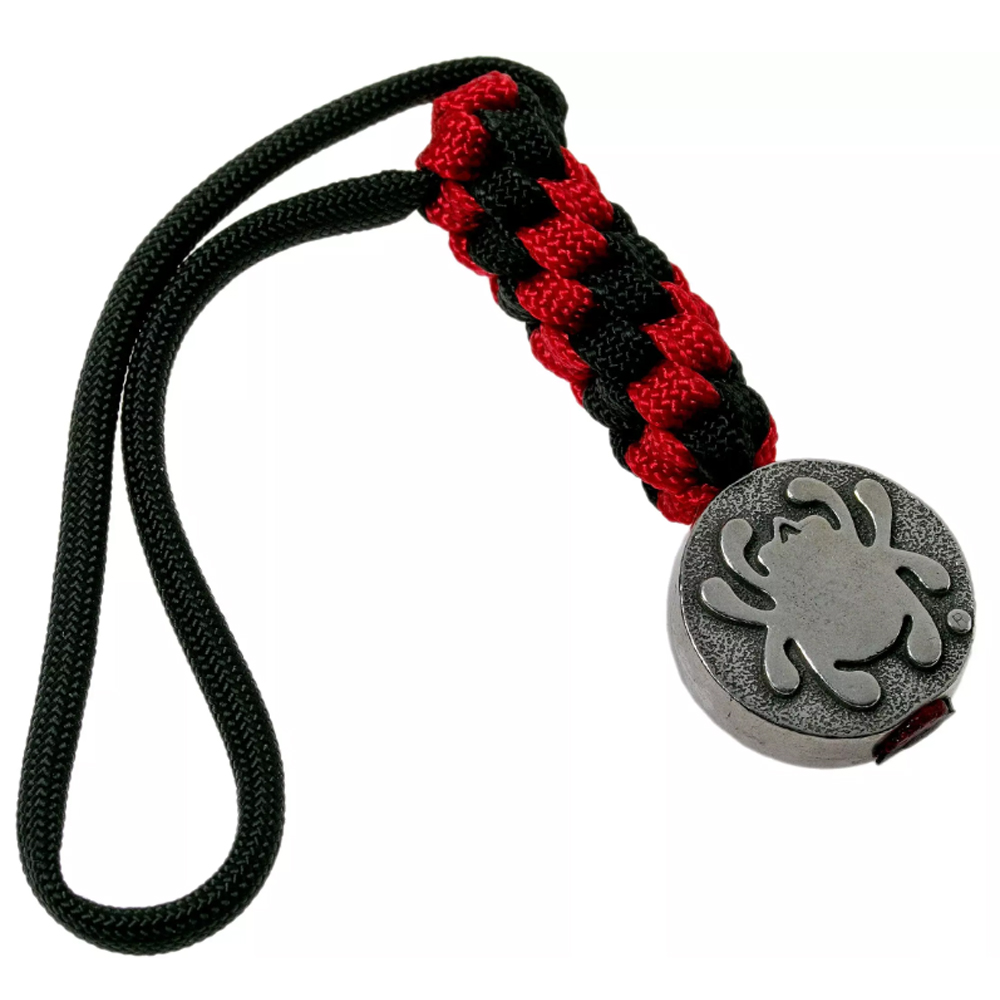 Spyderco Flat Oval Bead with Red/Black Lanyard BEAD5LY 1