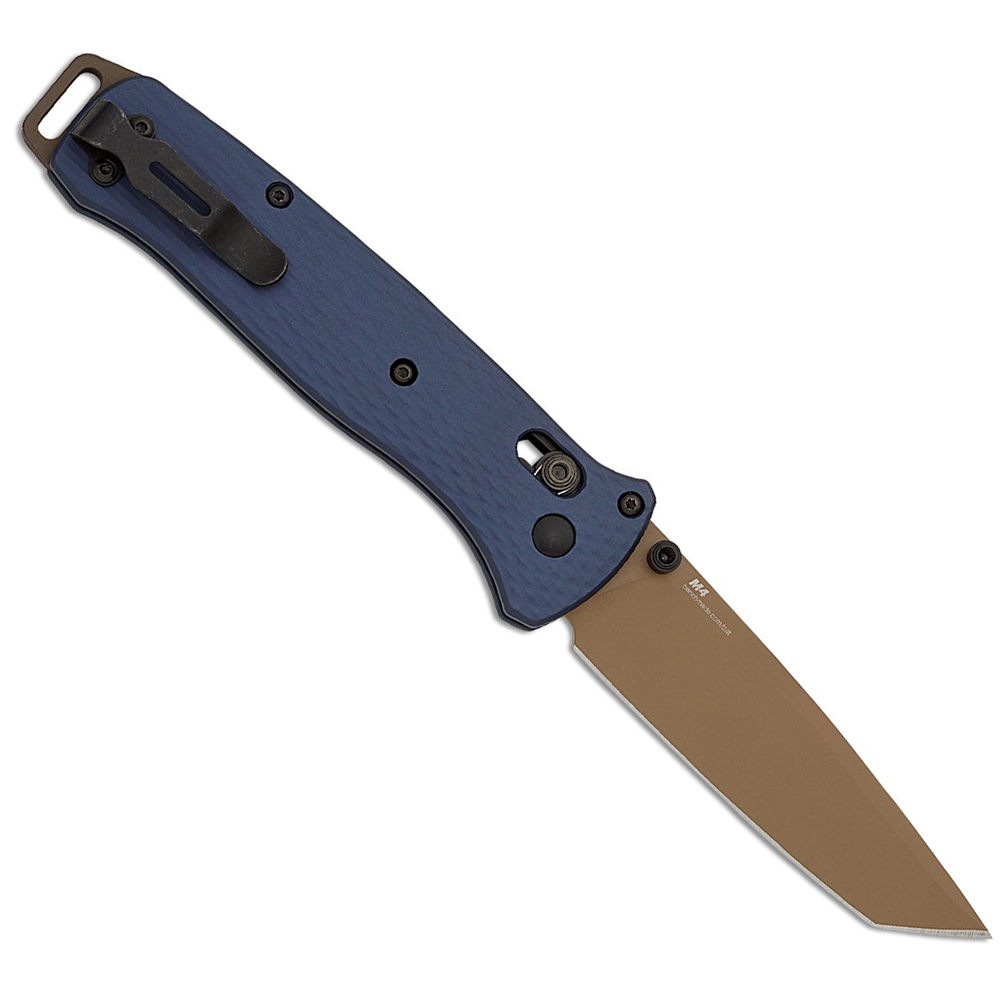 Benchmade Bailout 537FE-02 CPM-M4 Flat Dark Earth Tanto Plain Blade Crater Blue Aluminum Handles 2