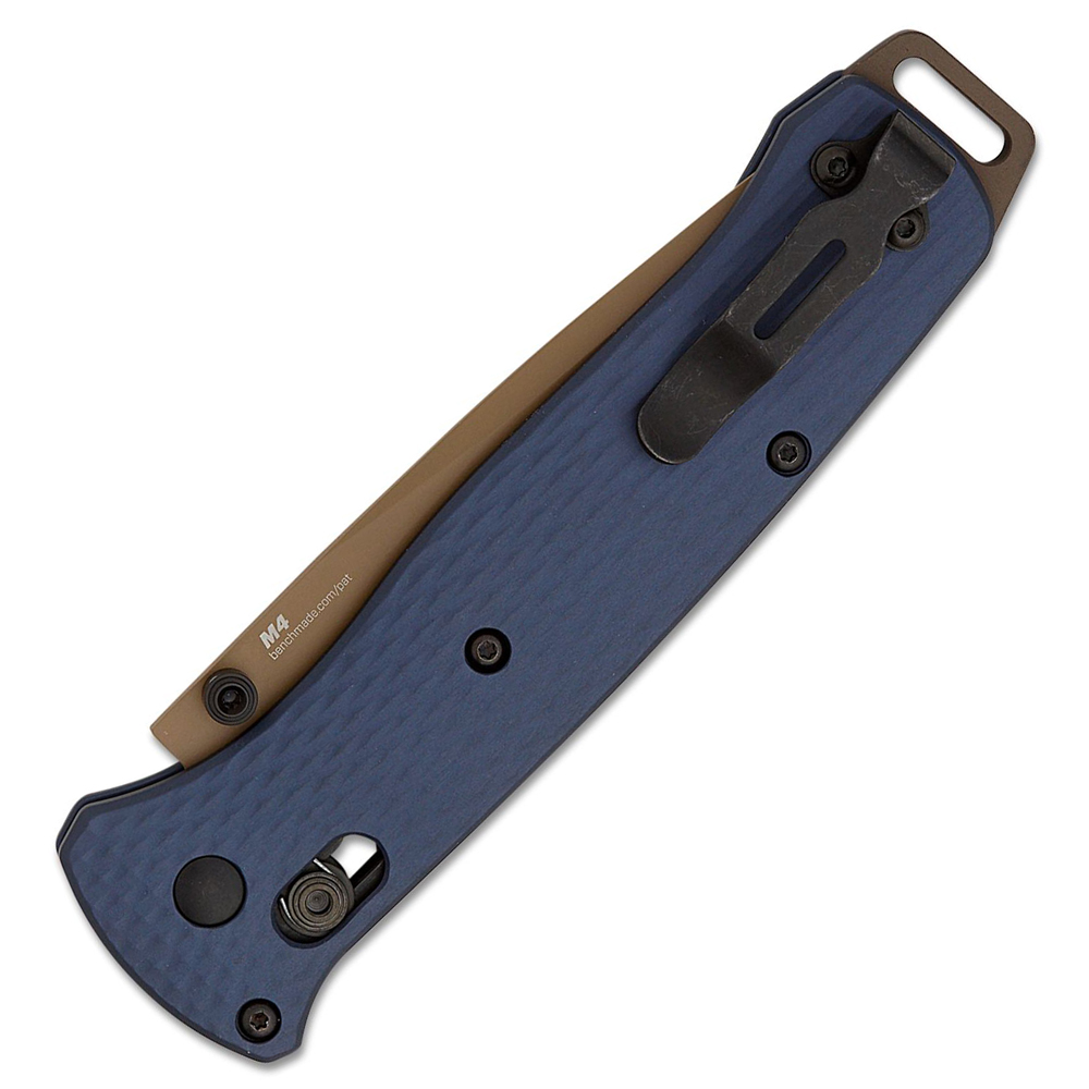 Benchmade Bailout 537FE-02 CPM-M4 Flat Dark Earth Tanto Plain Blade Crater Blue Aluminum Handles 4