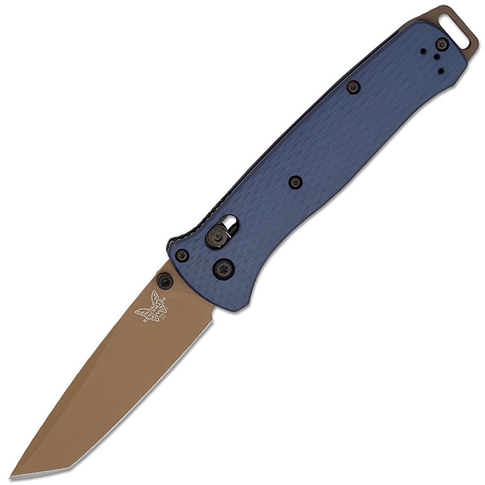 Benchmade Bailout 537FE-02 CPM-M4 Flat Dark Earth Tanto Plain Blade Crater Blue Aluminum Handles 1