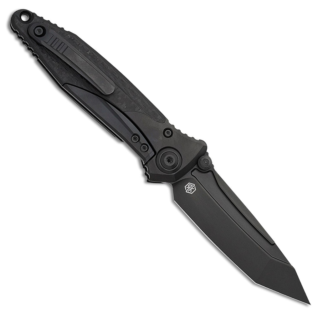 Microtech Socom Bravo M390 Black DLC Tanto Plain Black DLC Titanium Handles with Carbon Fiber Scales 261-1DLCT 2
