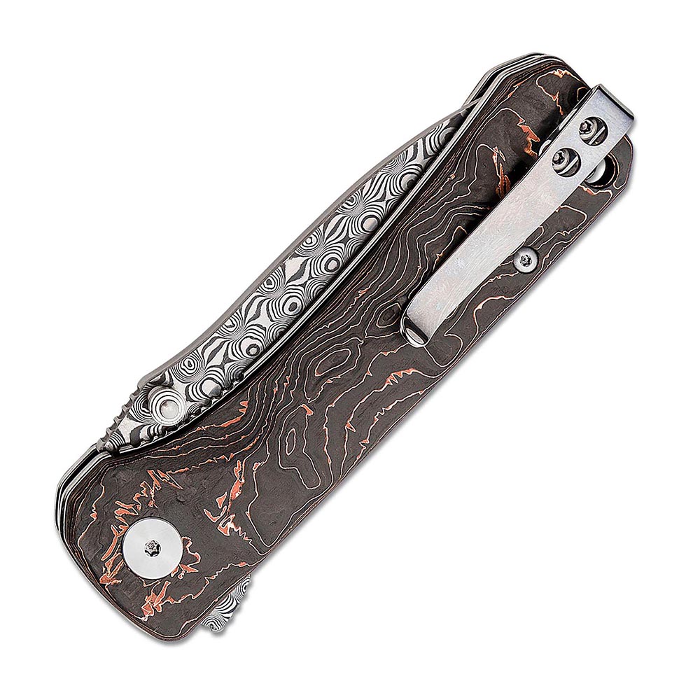 QSP HAWK DAMASCUS CARBON FIBER QS131-S Copper Foil Folding Knife 2