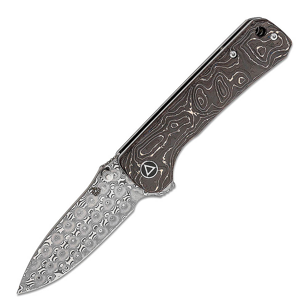 QSP HAWK DAMASCUS CARBON FIBER QS131-S Copper Foil Folding Knife 4