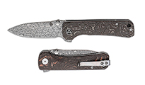 QSP HAWK DAMASCUS CARBON FIBER QS131-S Copper Foil Folding Knife