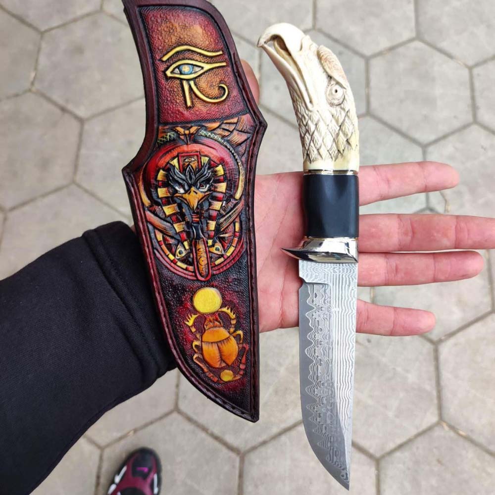 Custom Hunter Vladyslav Chulan Damask with Engraved Handle 4