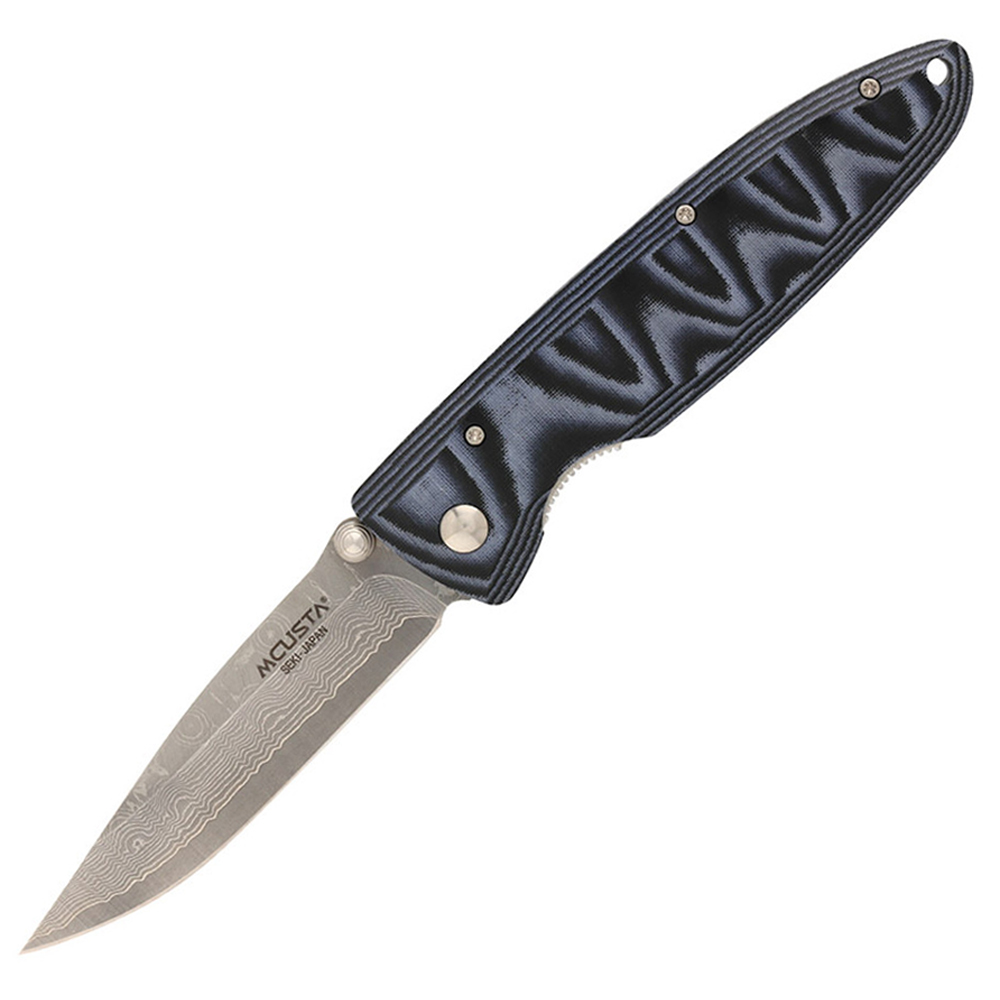 Mcusta MC-10D Classic Wave VG-10 Core Damascus Blue Micarta 1
