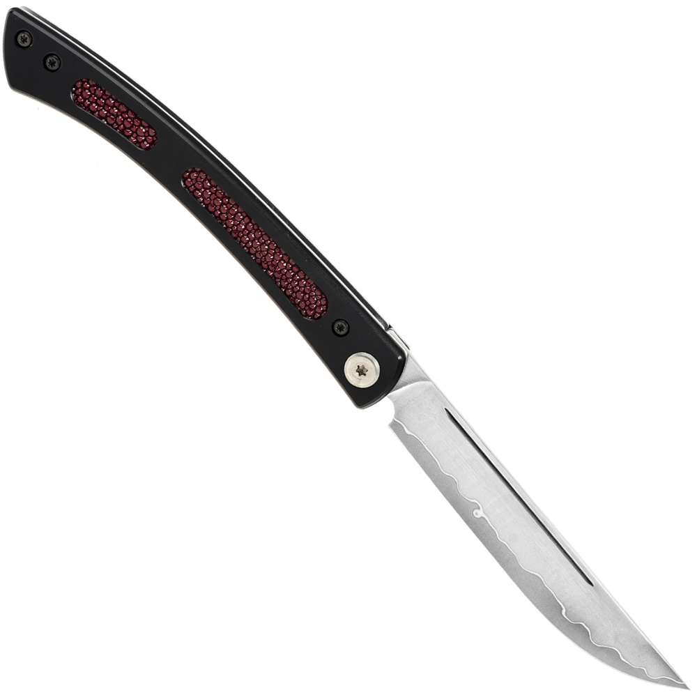 Mcusta MC-221R The Executive VG-10 Core Damascus Red Micarta Personal Folding Steak Knife 3