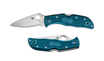 Spyderco Endela K390 Satin Serrated Blue FRN C243FSK390