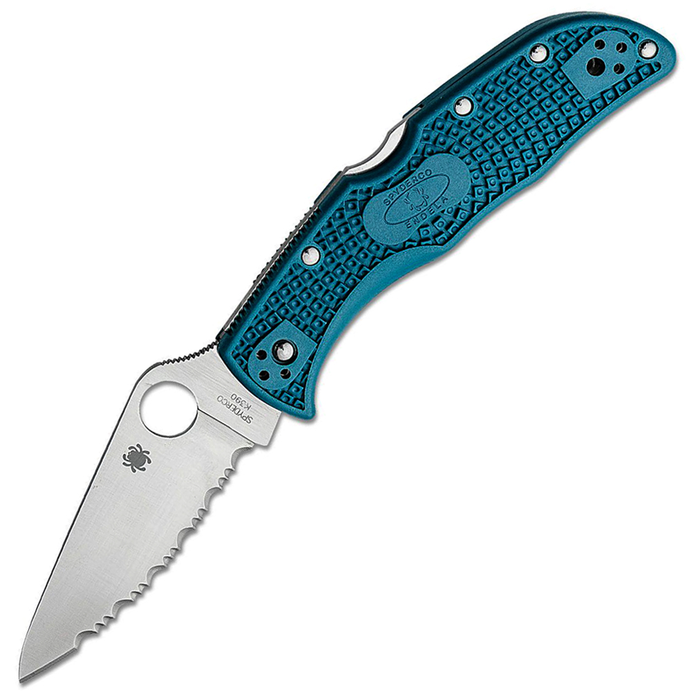 Spyderco Endela K390 Satin Serrated Blue FRN C243FSK390 1