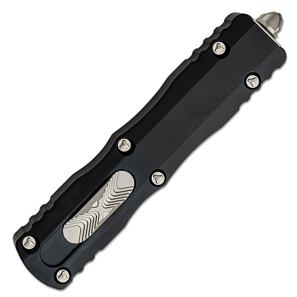 Microtech 227-11 Dirac Delta Tactical AUTO OTF Stonewashed Combo Dagger Blade Black Aluminum 2