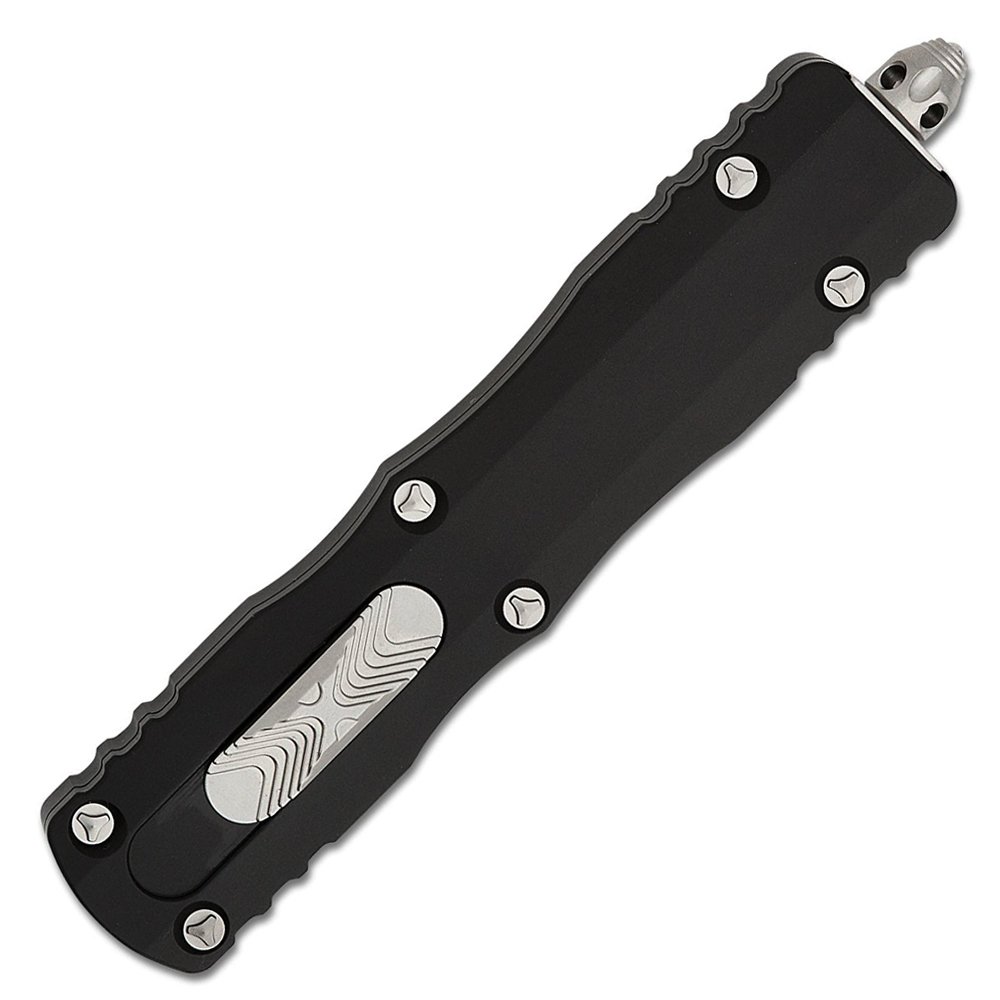 Microtech 227-10 Dirac Delta Tactical AUTO OTF Stonewashed Double Edge Dagger Blade Black Aluminum 3