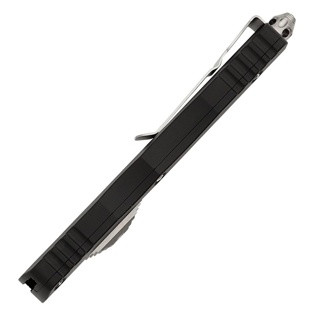 Microtech 227-10 Dirac Delta Tactical AUTO OTF Stonewashed Double Edge Dagger Blade Black Aluminum 5