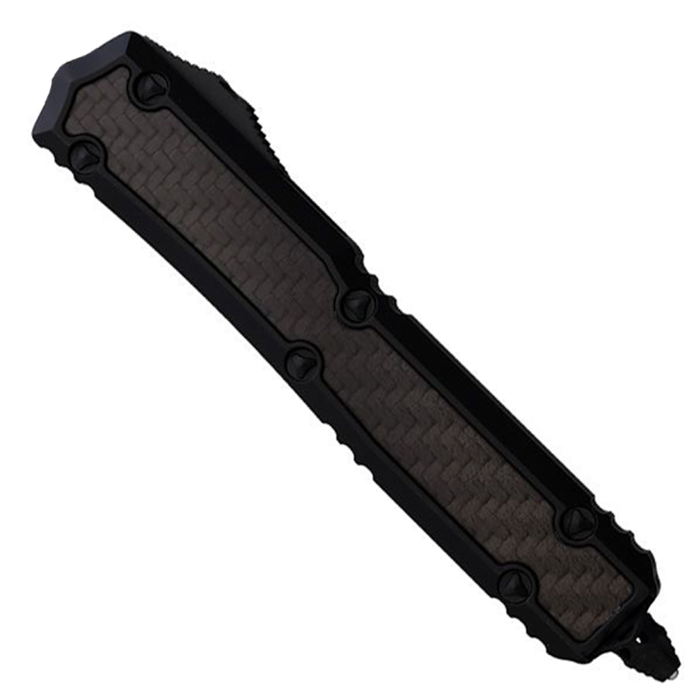 Microtech Makora D/E MCT2062TCFIS Black Cerakote Double Edge Dagger Partially Serrated Black Anodized Aluminum Handle with Carbon Fiber Insert 2