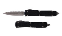 Microtech Makora D/E MCT20612APS Apocalyptic Dagger Fully Serrated Black Anodized Aluminum Handle with Black Textured Insert