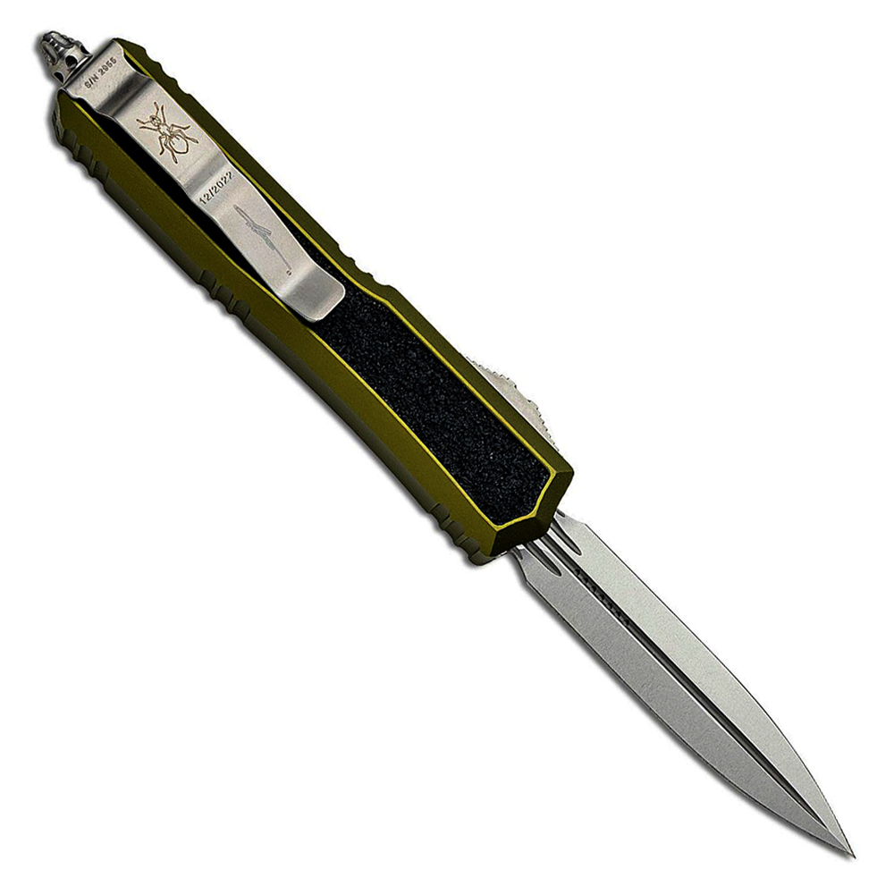Microtech Makora D/E OTF MCT20610ODS Stonewashed Double Edge Dagger OD Green Aluminum Handles with Black Traction Inlays 2