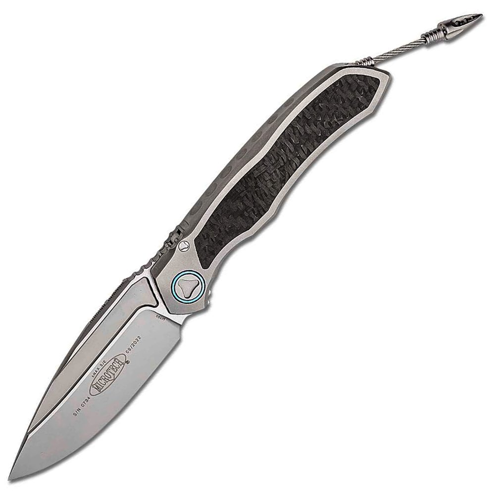Microtech Anax M390 Blasted Drop Point Blade MCT190C7CFITI 2