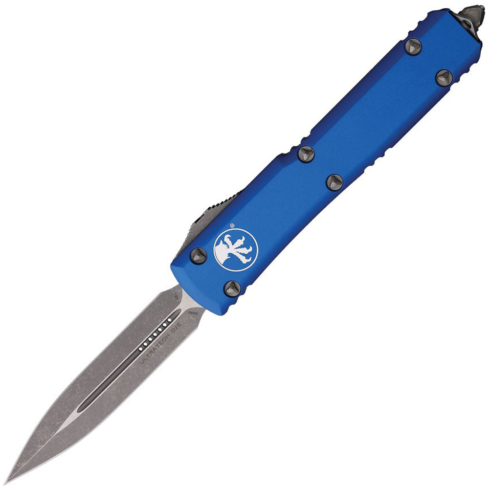Microtech Ultratech AUTO OTF Apocalyptic Double Edge Dagger Blue Aluminum MCT12210APBL 1