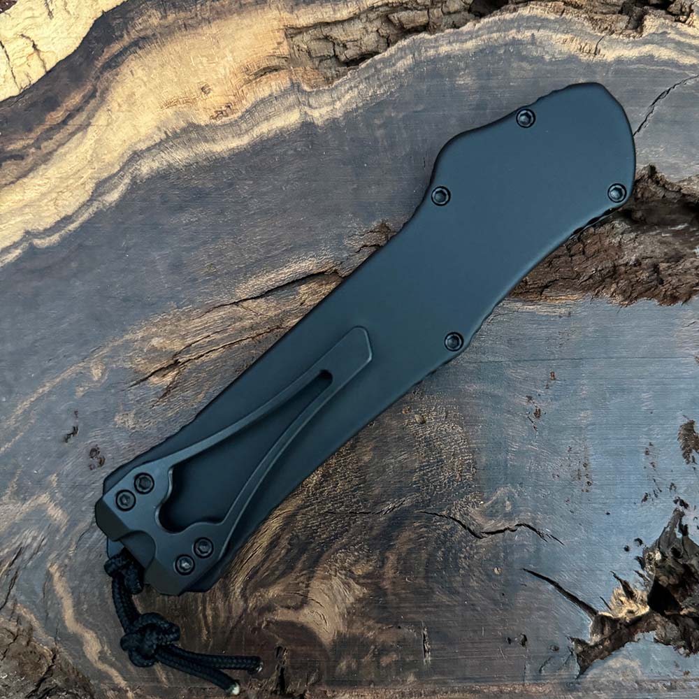 Heretic Knives Hydra OTF Auto T/E Tactical CPM Magnacut Black Handle Two Tone DLC Serrated Blade H00611BT 5